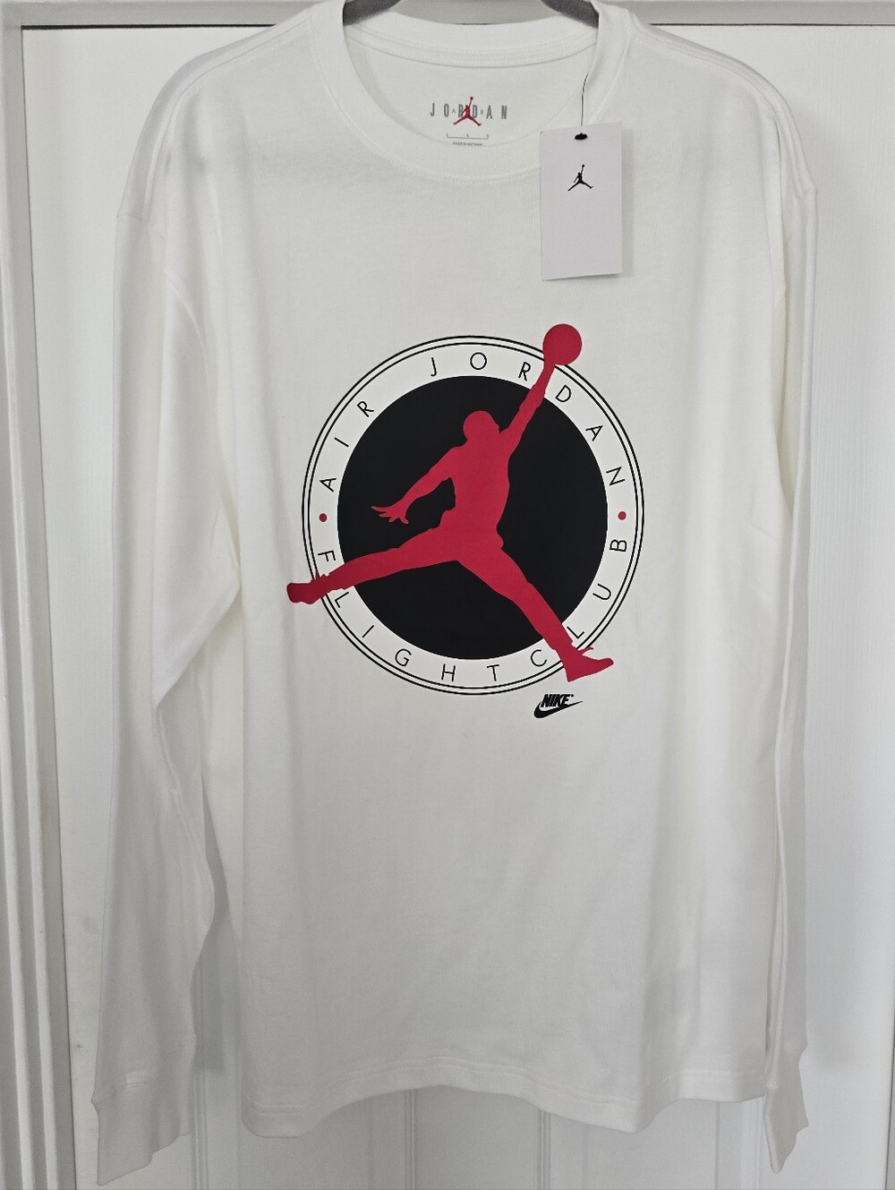 Nike Mens Jordan White Long Sleeve Shirt Jumpman Logo Brand New wTags Size Large